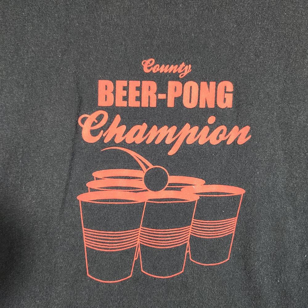 Vintage Beer Pong Champion Shirt Mens Large Blue Funny Drinking Party Graphic